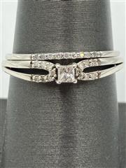 925 Silver-Diamond Wedding Set Ring 24 Diamonds Approx.189 Carat T.W. 2.1g